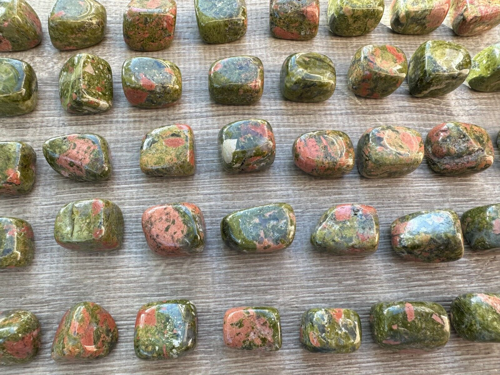 Grade A++ Unakite Tumbled Stones, 0.75-1" Tumbled Unakite Stone, Wholesale Bulk