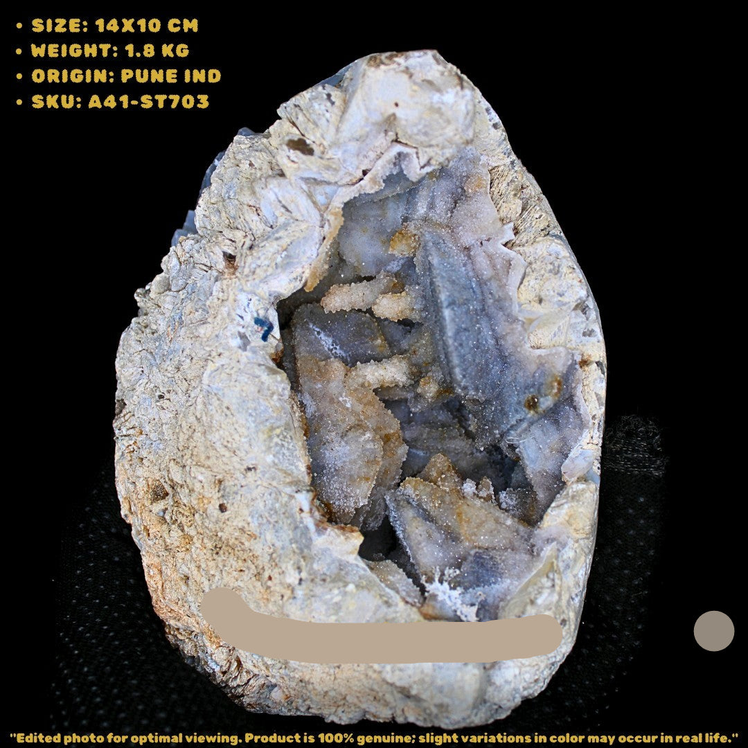 Amethyst Chalcedony Geode 1.8kg Natural Crystal Cluster Mineral India