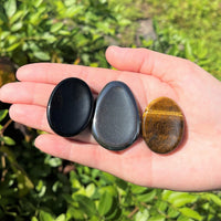 Triple Protection Worry Stone Set - Gold Tiger Eye, Black Obsidian & Hematite