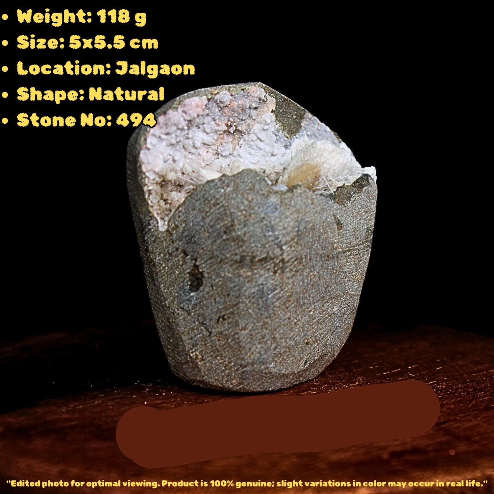 Scolecite Geode 118g Natural Reiki Stone for Calm Meditation Energy