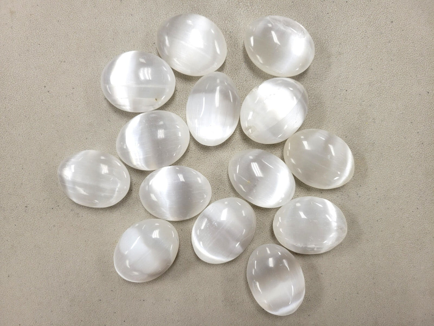 Selenite Palm Stones Celenite Worry Stone Polished Crystal Healing Palmstone