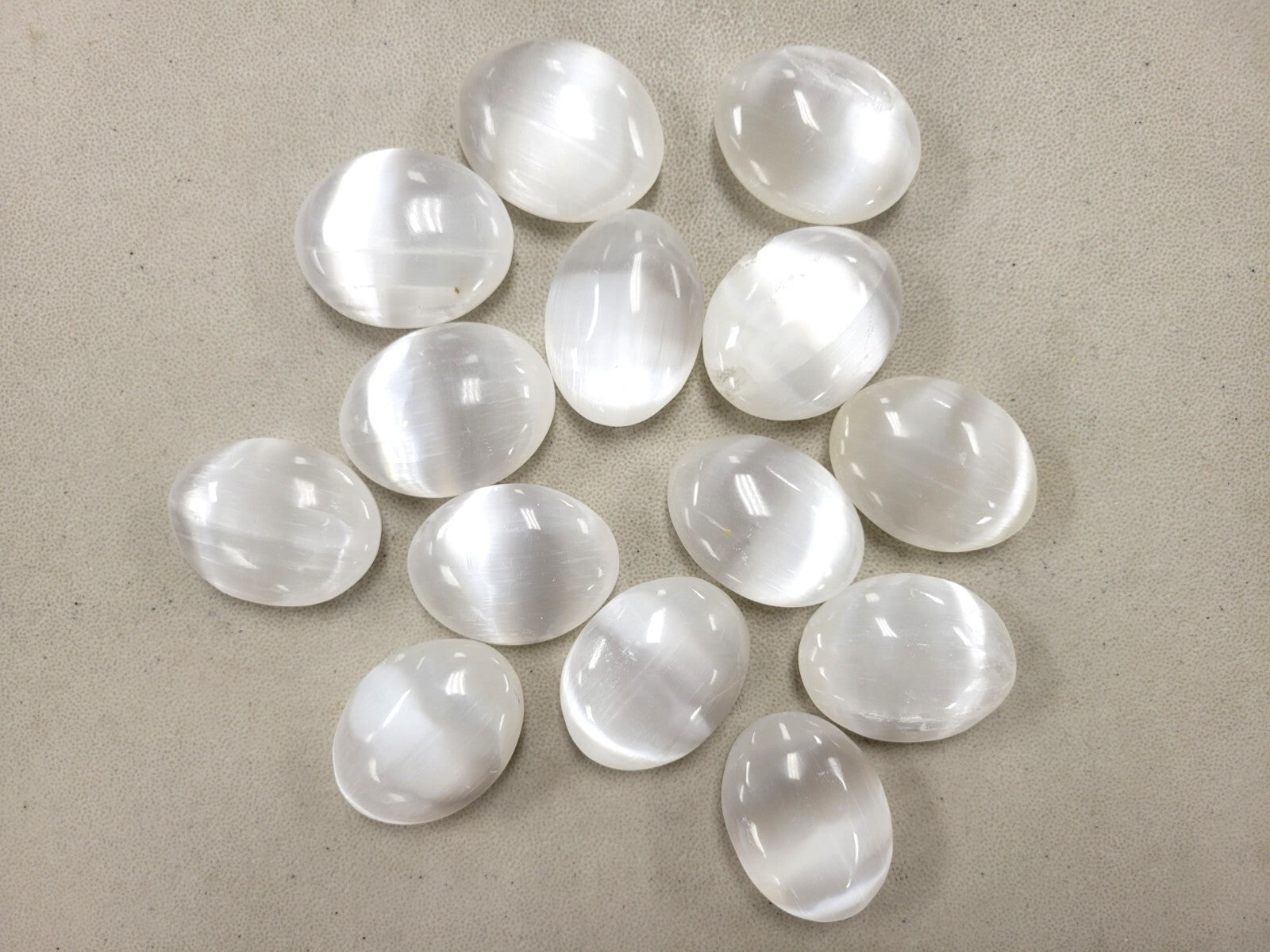 Selenite Palm Stones Celenite Worry Stone Polished Crystal Healing Palmstone