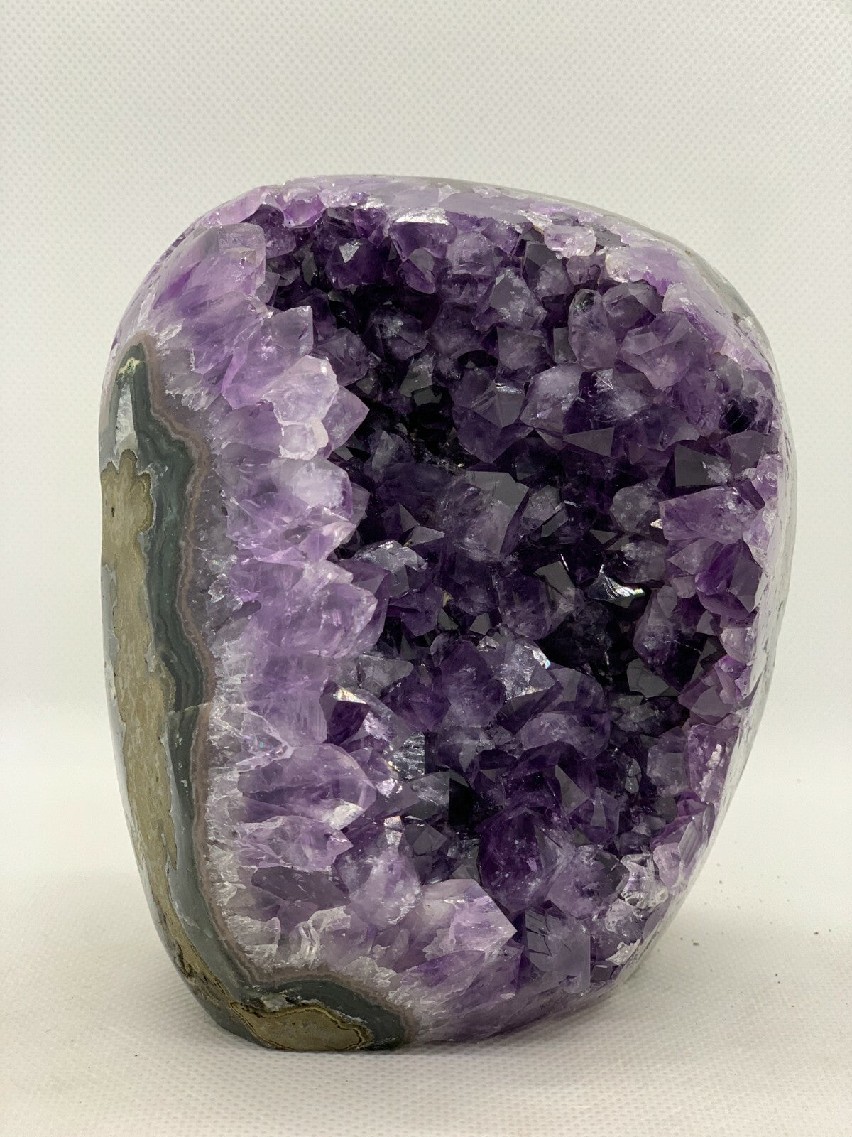 Finely Polished Uruguay Deep Purple Amethyst Cluster Crystal Geode, Pick a Size