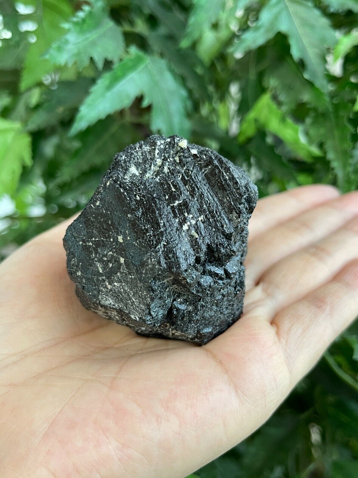 Standing Raw Black Tourmaline Chunk / Rod, Free Form Natural Black Tourmaline