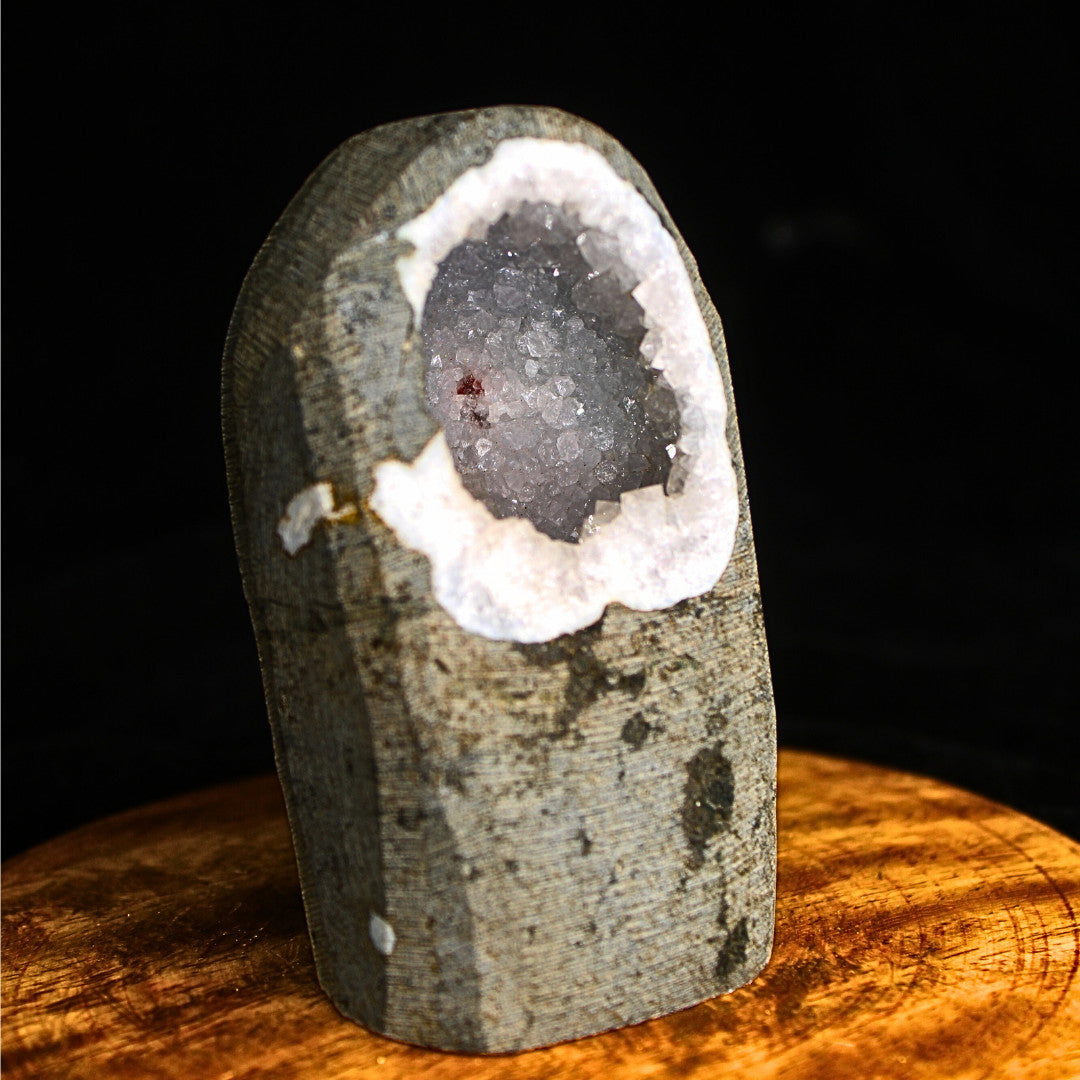 Rare Blue Chalcedony on Geode Matrix 230g Natural Mineral Specimen India