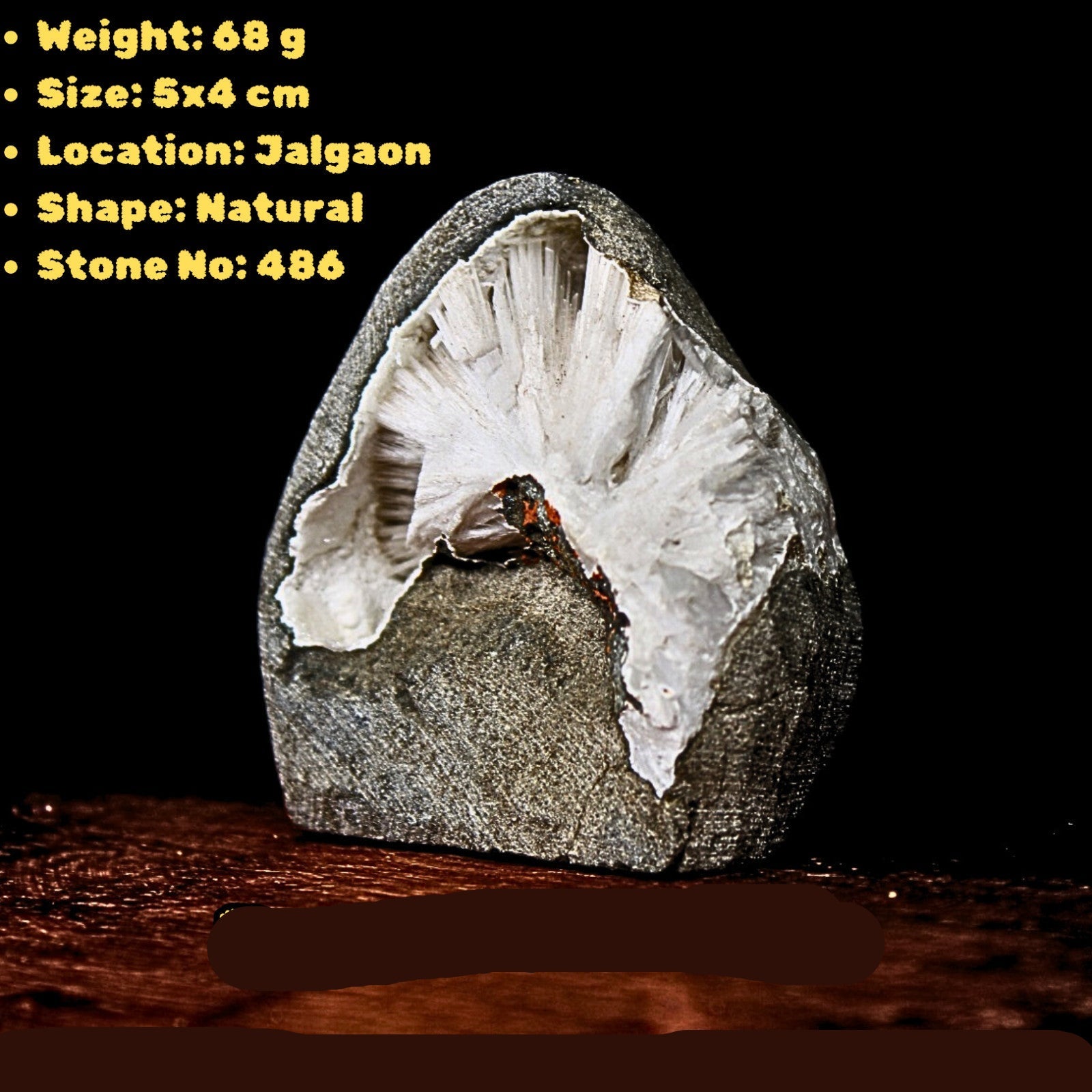 Scolecite Geode 68g Healing Crystal Crown Chakra Reiki Meditation Stone