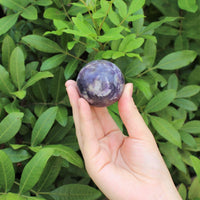 Lepidolite Crystal Sphere LARGE 2" Sphere + Stand (AA Quality Lepidolite Sphere)