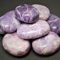 Lepidolite Palm Stone, Hand Polished Lepidolite Pebble (Third Eye Chakra)