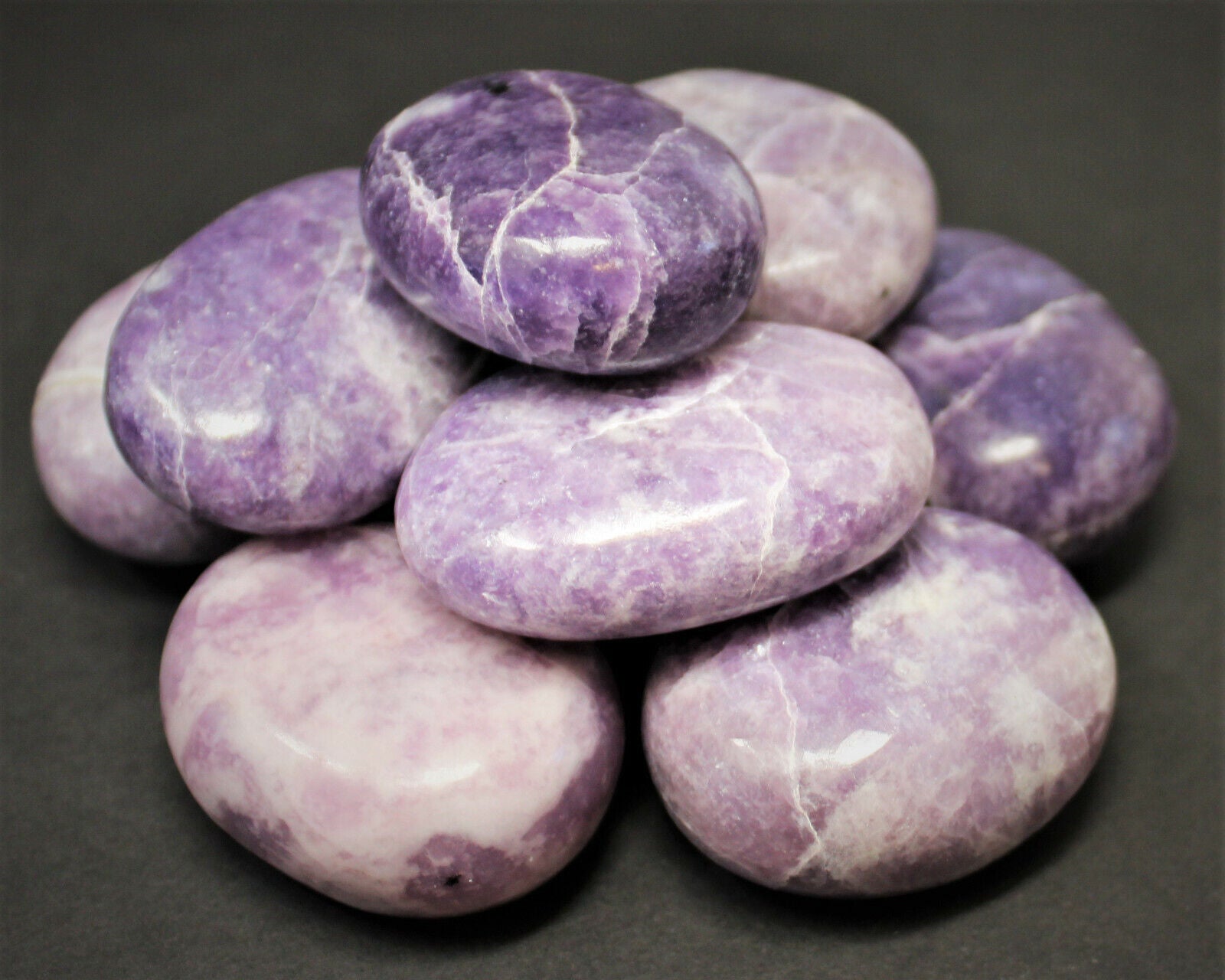 Lepidolite Palm Stone, Hand Polished Lepidolite Pebble (Third Eye Chakra)