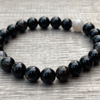 Grade A++Black Tourmaline Quartz Crystal Bead Bracelet,Genuine Gemstone Bracelet