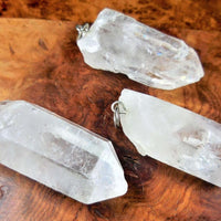 Raw Quartz Crystal Pendant Large Rough Clear Point Necklace Charm