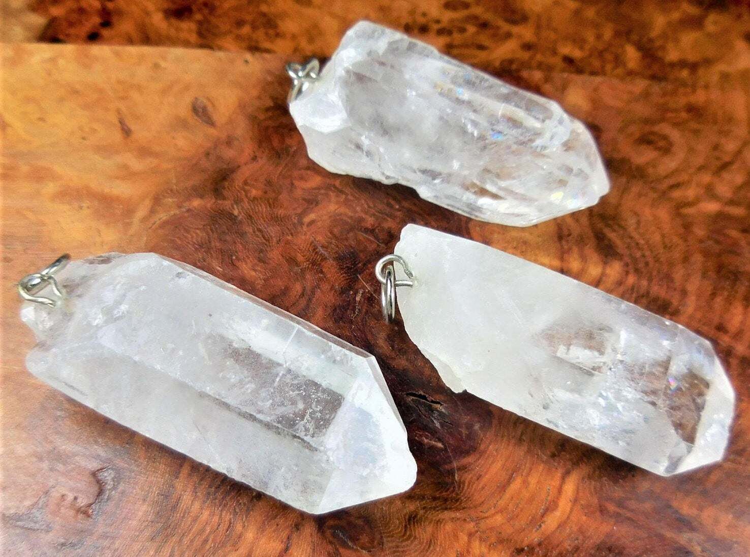 Raw Quartz Crystal Pendant Large Rough Clear Point Necklace Charm