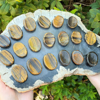 Triple Protection Worry Stone Set - Gold Tiger Eye, Black Obsidian & Hematite