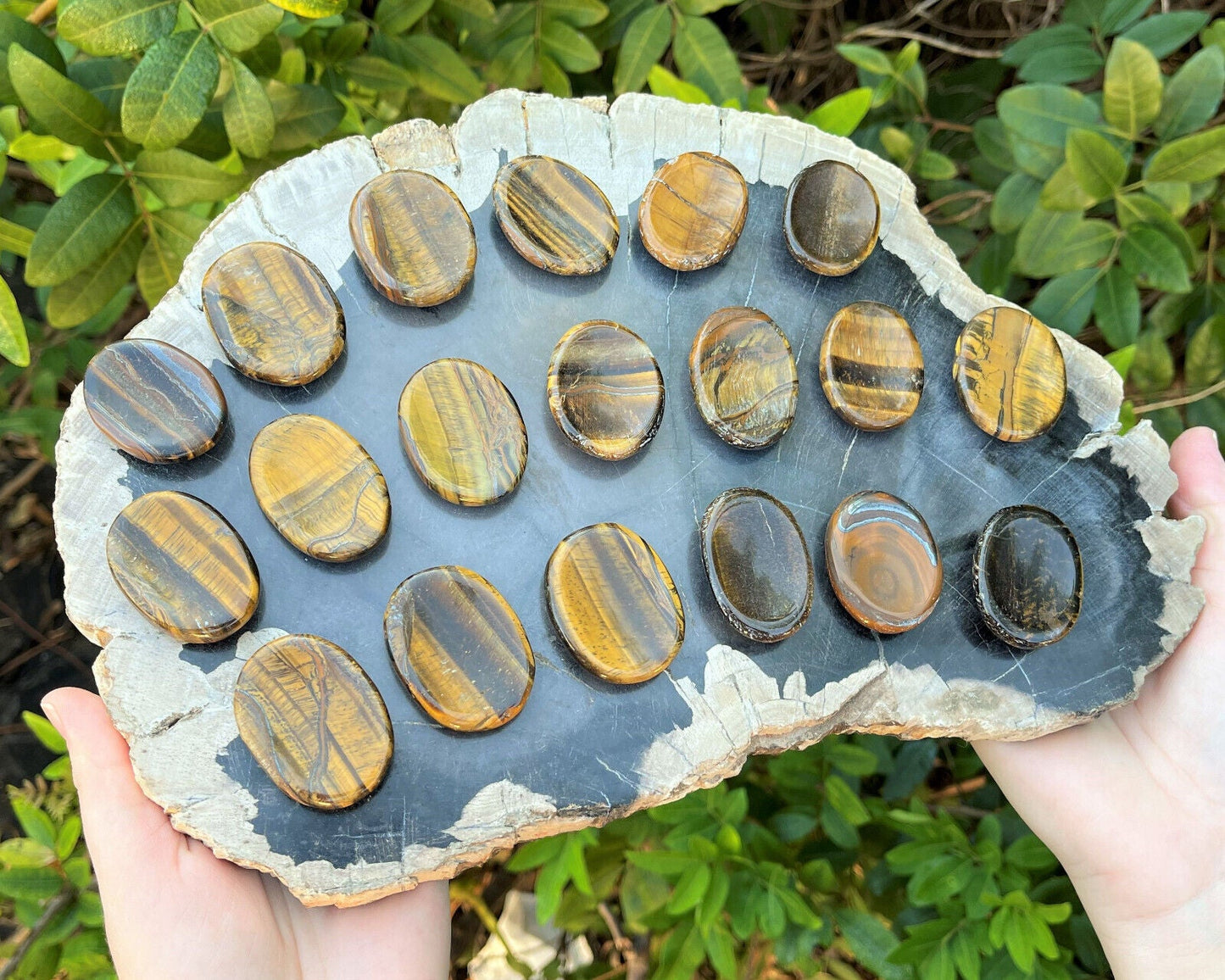 Triple Protection Worry Stone Set - Gold Tiger Eye, Black Obsidian & Hematite