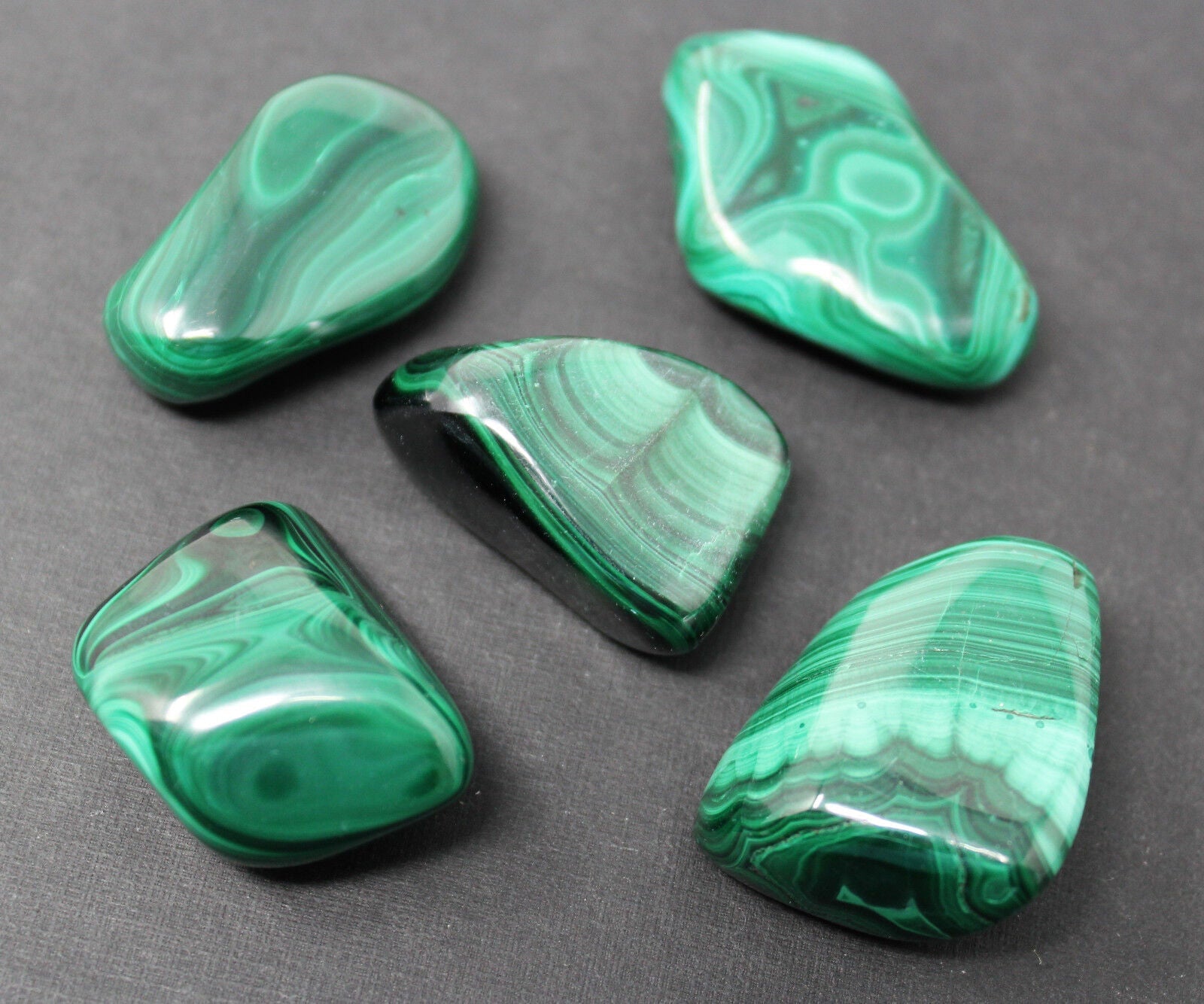 5 MEDIUM Malachite Tumbled Stone (Crystal Healing Reiki Gemstone Metaphysical)
