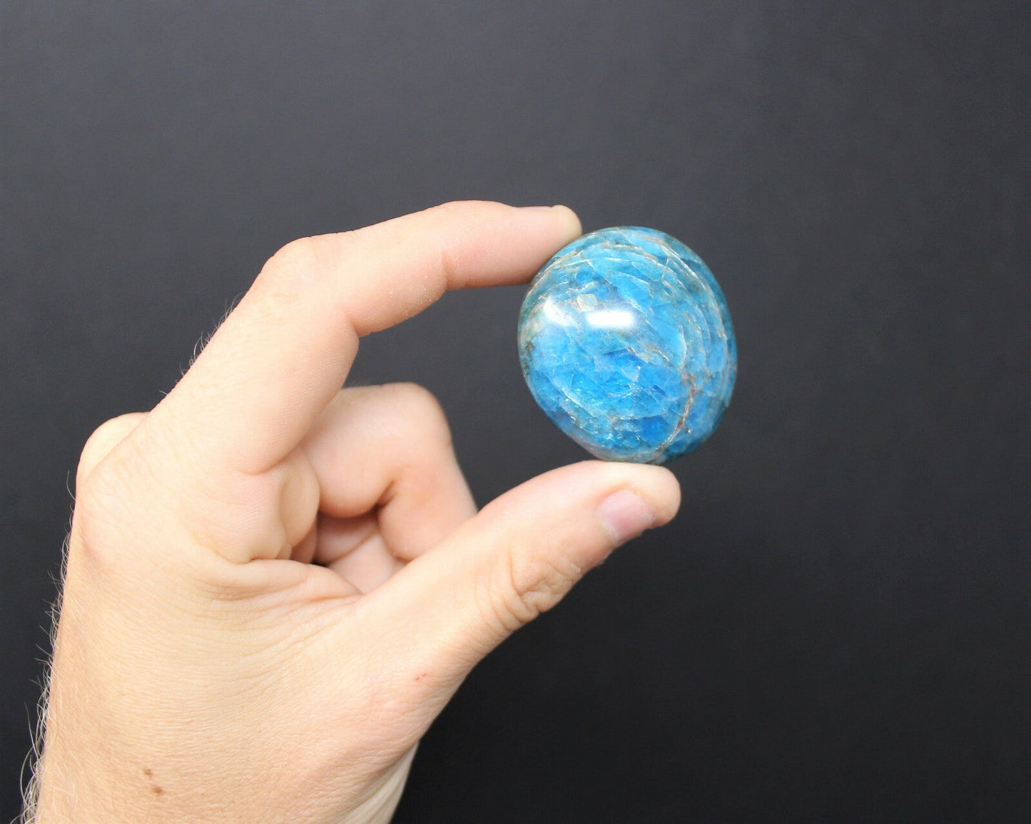 Blue Apatite Hand Polished Stones: Palm Stone, Blue Apatite Pebble Stone