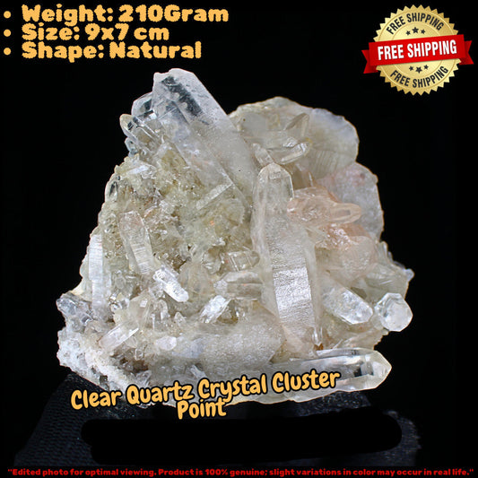 Natural Himalayan Quartz Cluster 210g 9x7cm Clear White Crystal Specimen