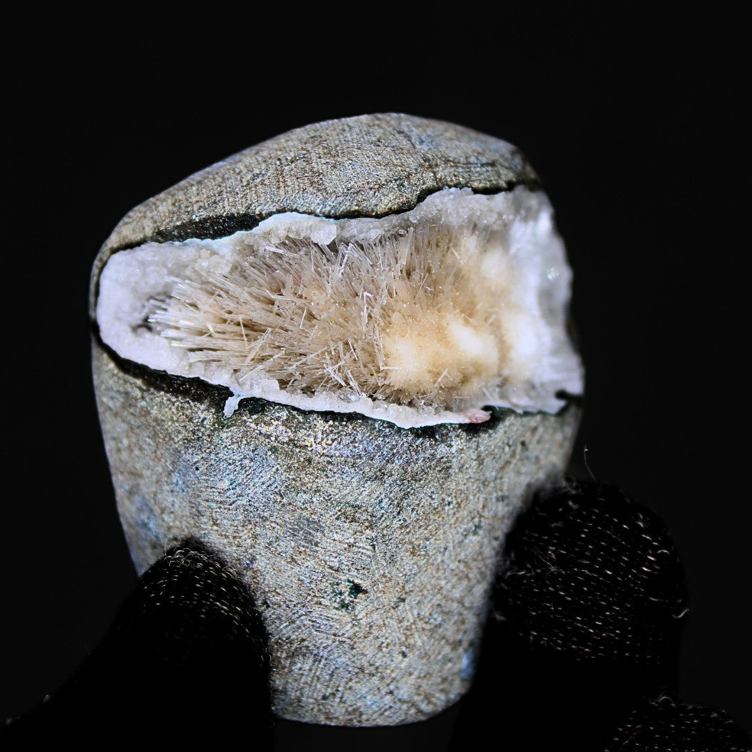 Quartz Geode with Scolecite Crystal Cluster 210g Healing Stone India