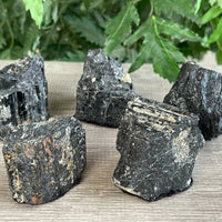 Standing Raw Black Tourmaline Chunk / Rod, Free Form Natural Black Tourmaline