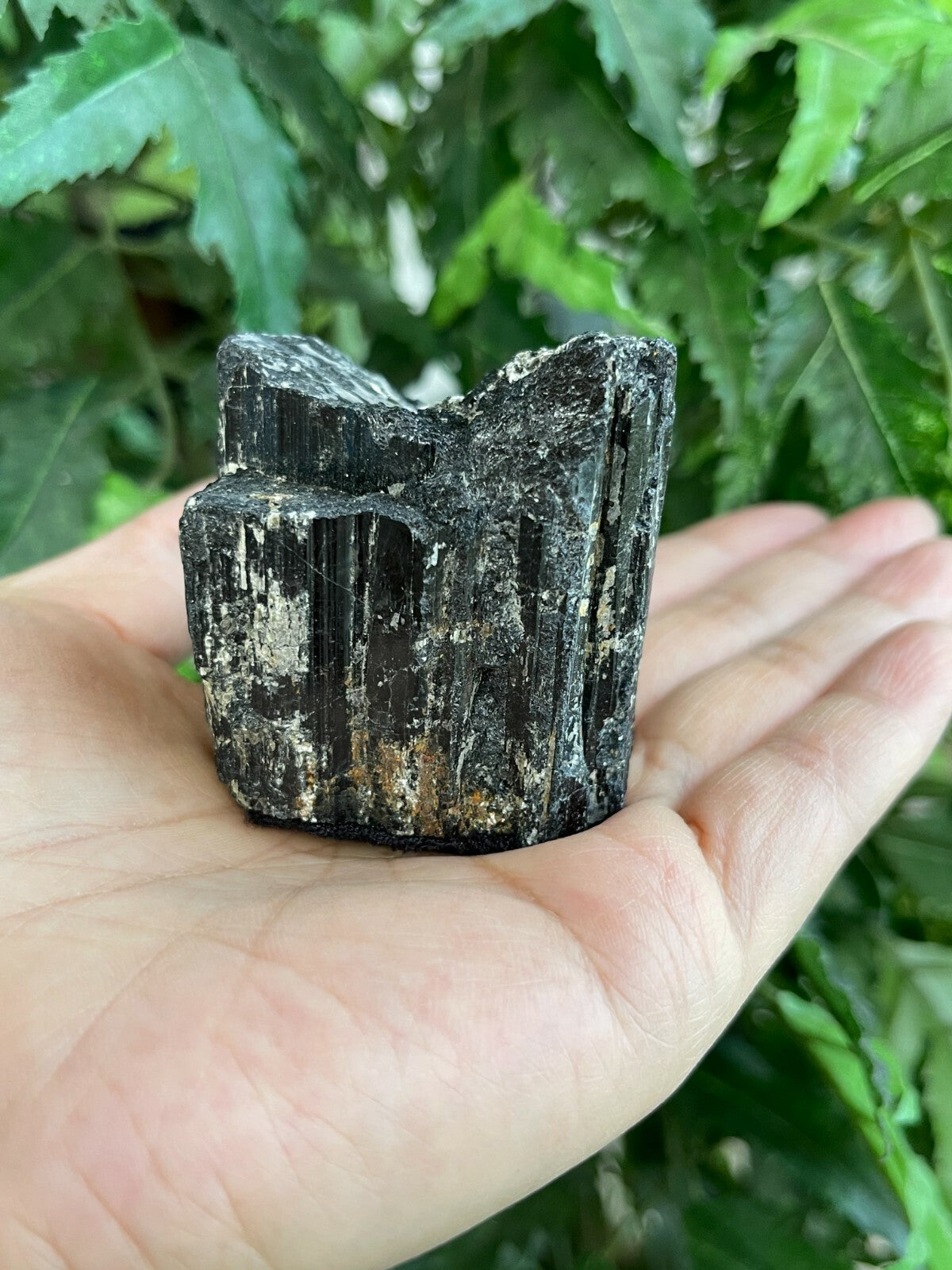 Standing Raw Black Tourmaline Chunk / Rod, Free Form Natural Black Tourmaline