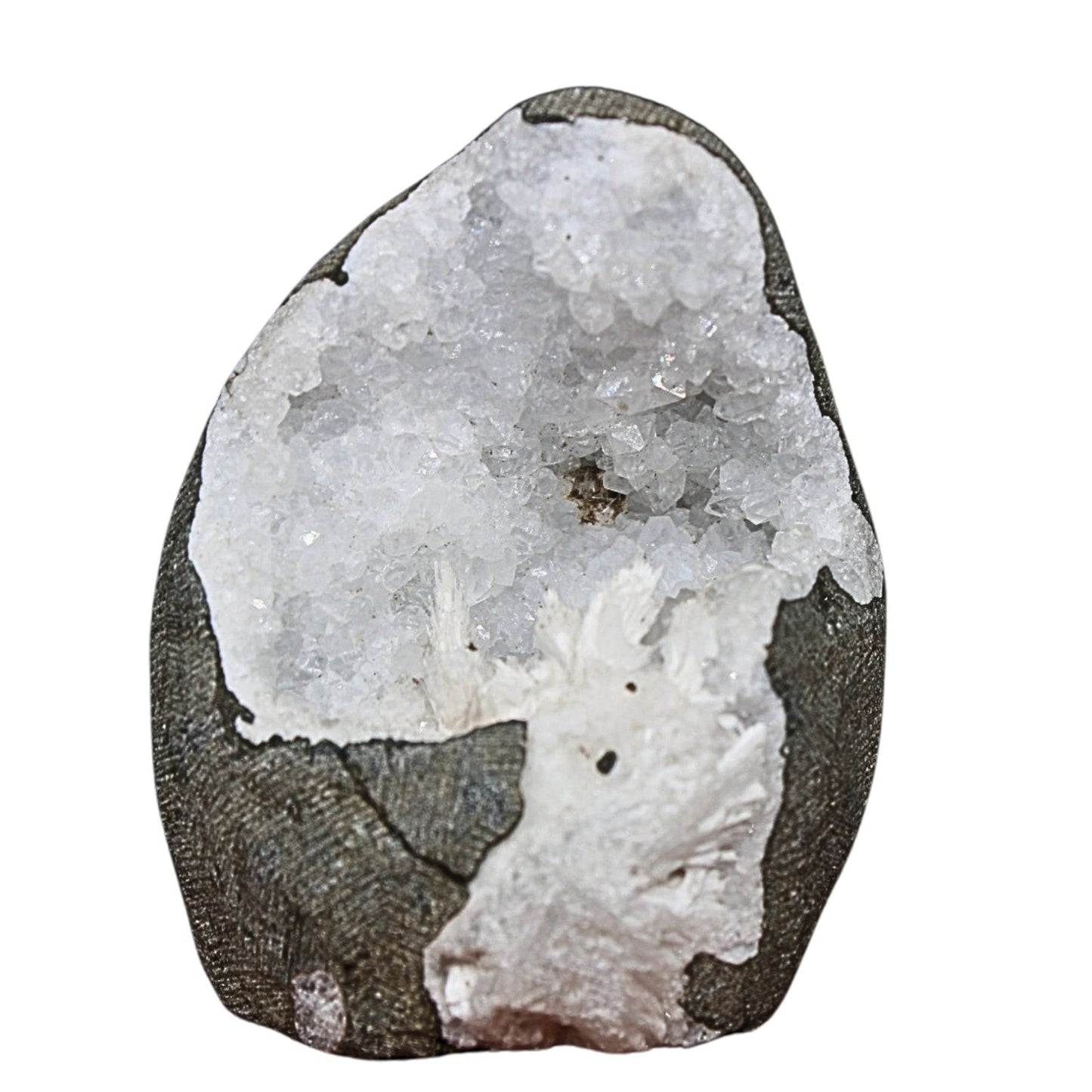 130g MM Quartz with Scolecite Geode Natural Mineral Cluster 6x5cm India