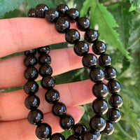 Grade A++ Black Tourmaline Crystal Bead Bracelet 8mm, Genuine Gemstone Bracelet