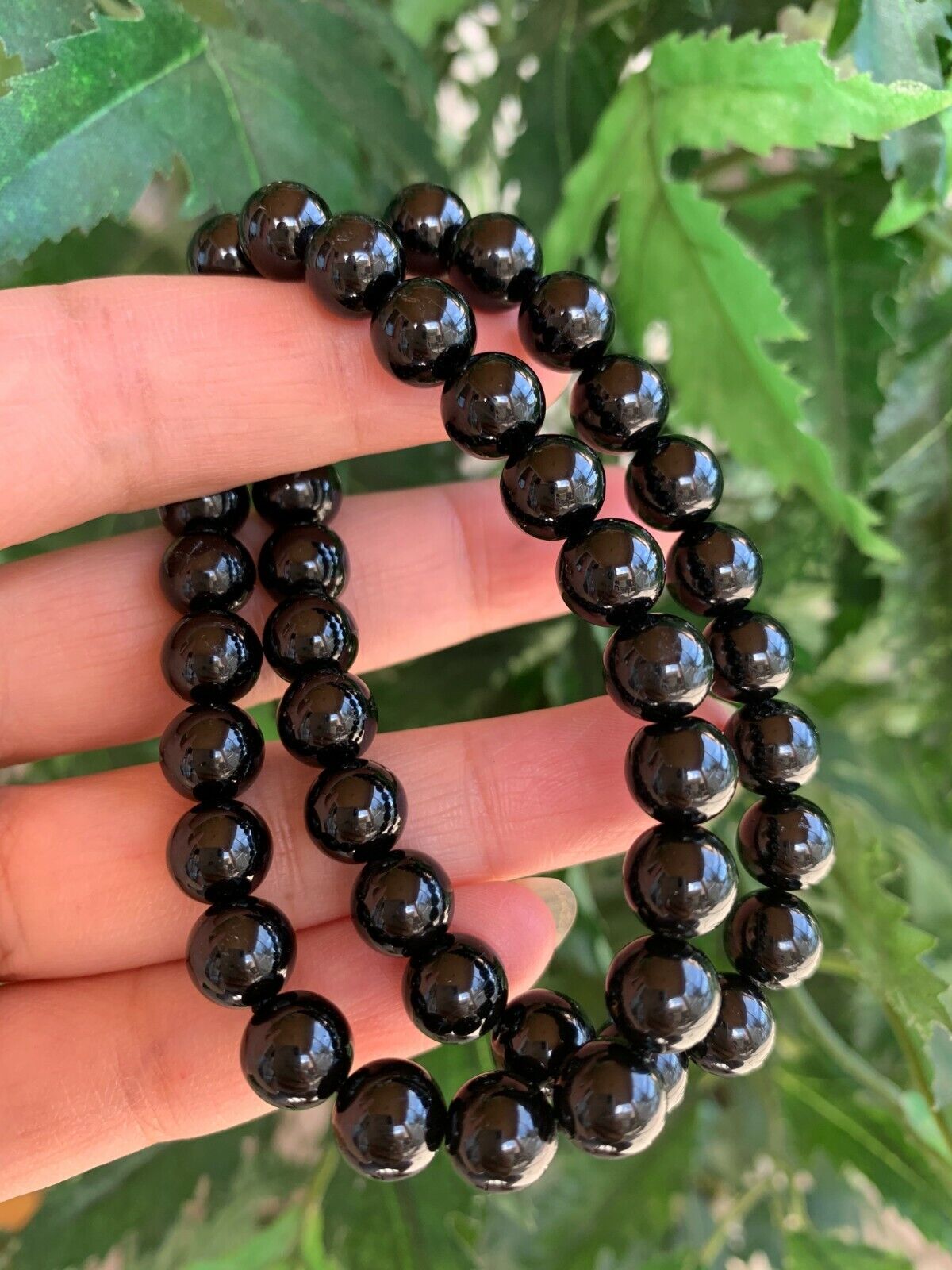 Grade A++ Black Tourmaline Crystal Bead Bracelet 8mm, Genuine Gemstone Bracelet