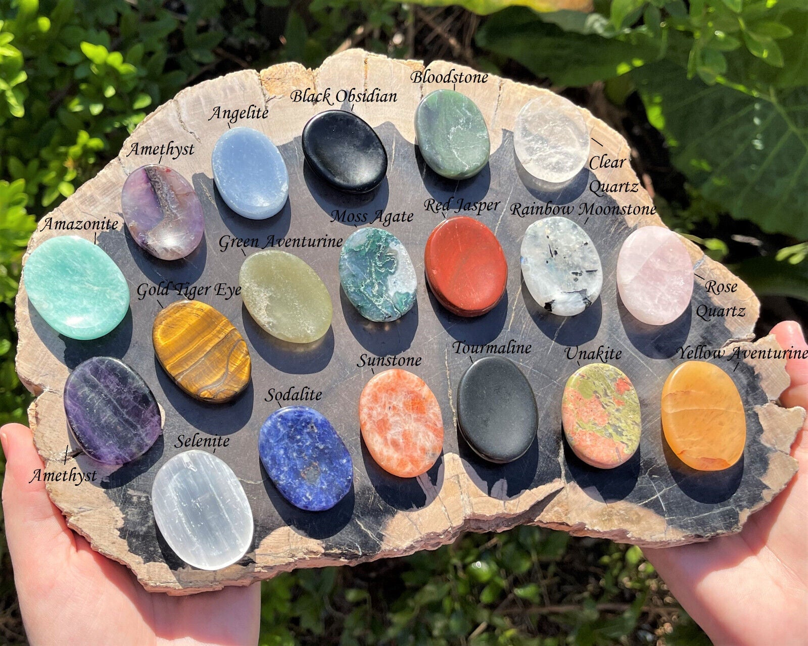 Natural Crystal Worry Stone: Choose Gemstone (Crystal Healing Pocket Stone)