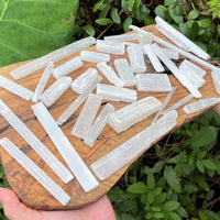 BULK 1/2 lb Lot Selenite Logs Crystal Sticks Wand Blades Shardes CLEARANCE 8 oz