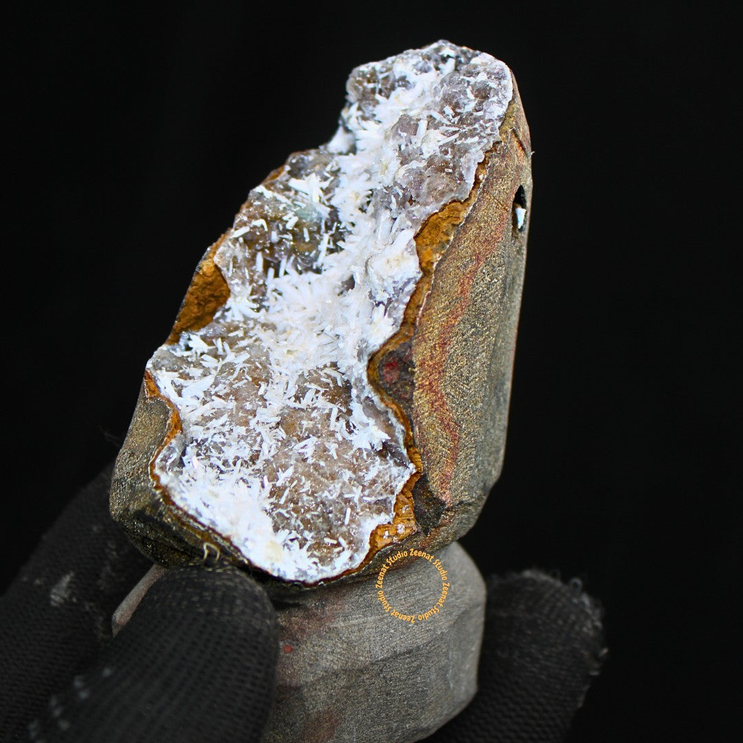 Rare 300g Scolecite Sprays in Heulandite Geode Mineral Specimen India