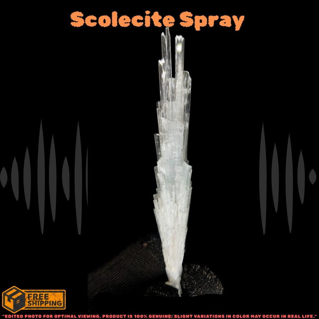 Rare Scolecite Spray Cluster 10g Zeolite Mineral Specimen India 11x2x1 cm