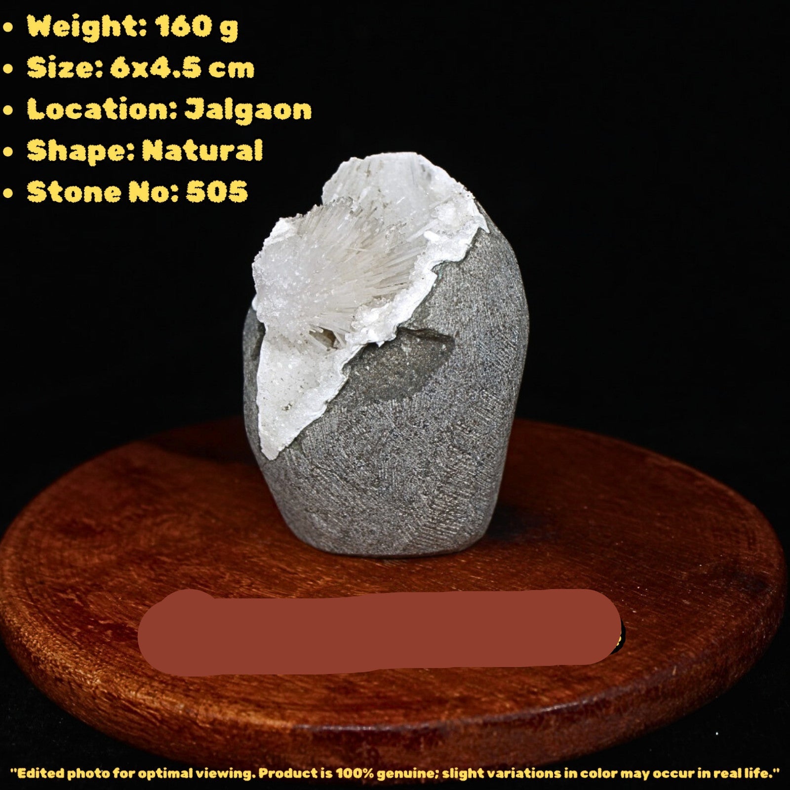 Scolecite Geode 160g 6x4.5cm Natural Healing Mineral Specimen from India