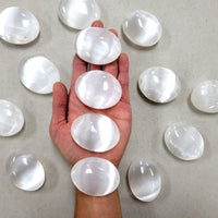Selenite Palm Stones Celenite Worry Stone Polished Crystal Healing Palmstone