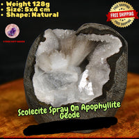 128g Scolecite Spray in Heulandite Geode Rare Zeolite Mineral Specimen India