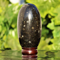155MM Black Nuummite Crystal Healing Energy Reiki Aura Metaphysical Stone Lingam