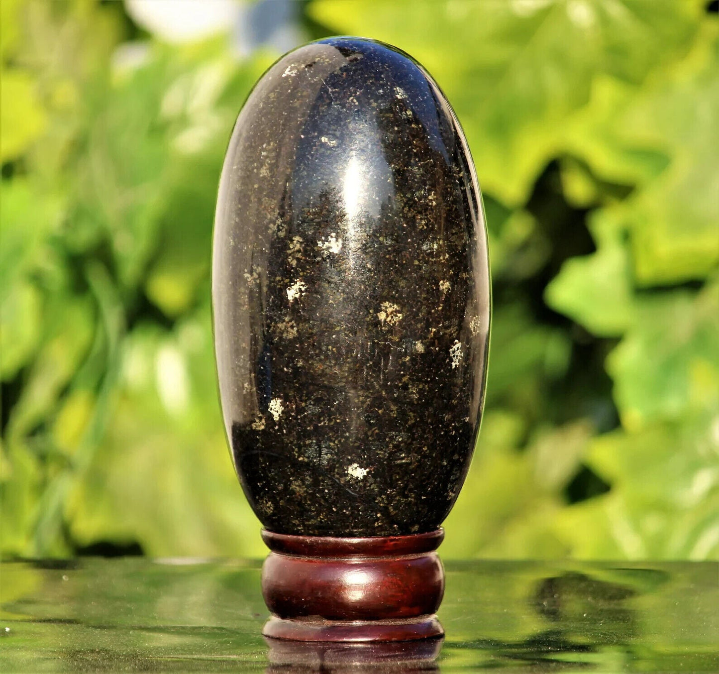 155MM Black Nuummite Crystal Healing Energy Reiki Aura Metaphysical Stone Lingam