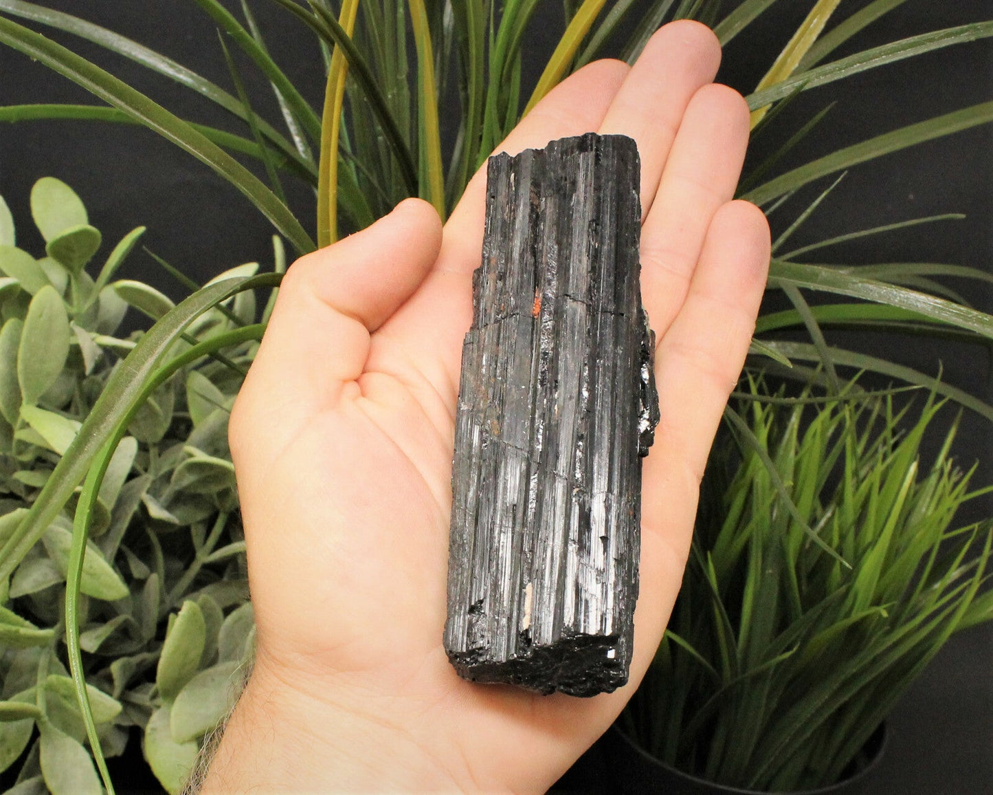 XL JUMBO Black Tourmaline PREMIUM EXTRA A GRADE Shiny Rough Rod Log (12 - 15 oz)