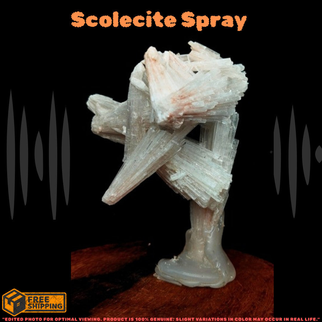Natural Scolecite Crystal 80g 9x4cm Zeolite Needle Cluster India Specimen