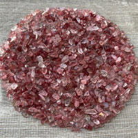 Grade A++ Strawberry Quartz Semi Tumbled Gemstone Mini Chips 4 - 8 mm, Bulk Lot