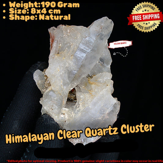 190g Madium Natural Clear White Quartz Crystal Cluster Rough Healing Specimen