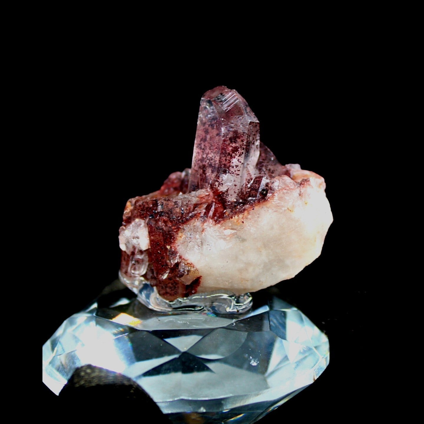 Rare Red Phantom Quartz on Matrix Mineral Specimen Crystal Cluster Collectible