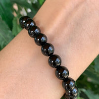 Grade A++ Black Tourmaline Crystal Bead Bracelet 8mm, Genuine Gemstone Bracelet