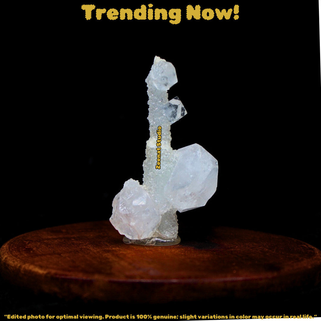 Apophyllite Rare Cluster Matrix 7cm 180g Shiny Tower Crystal Specimen from India