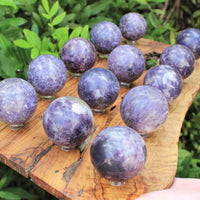 Lepidolite Crystal Sphere LARGE 2" Sphere + Stand (AA Quality Lepidolite Sphere)
