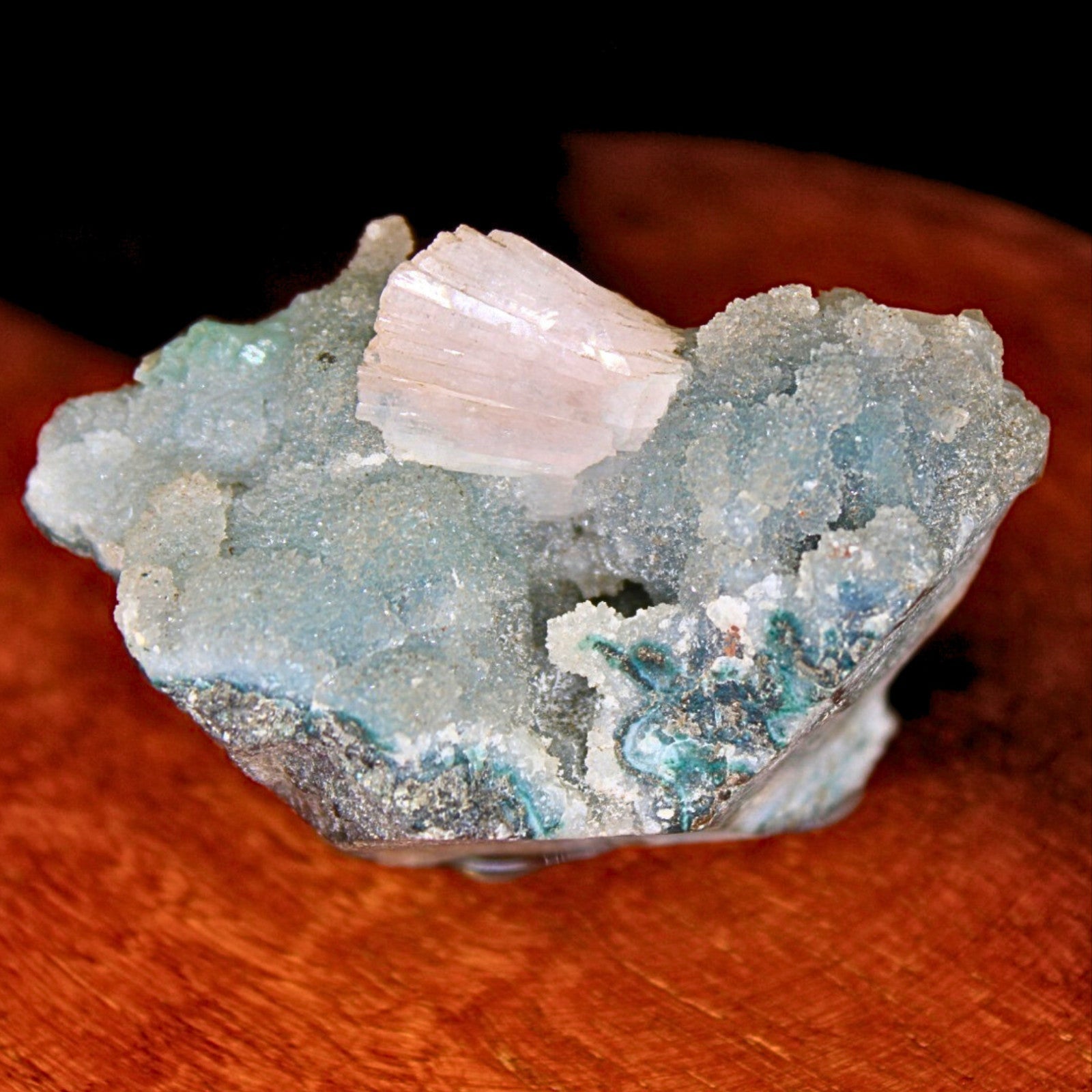 Green Chalcedony & Stilbite Crystal 60g | Calm Energy, Healing Stone 6x4 cm