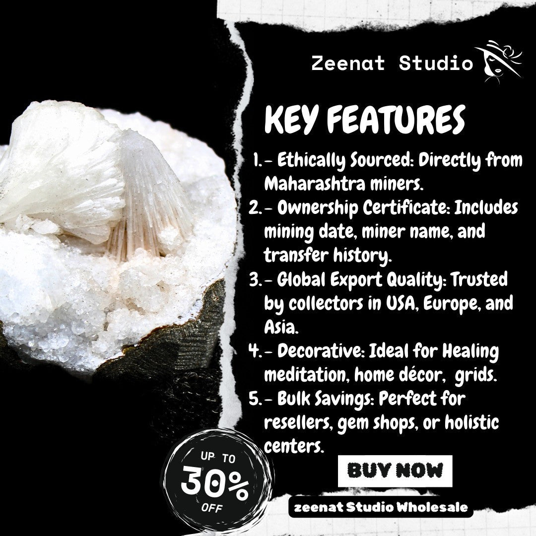 Rare Scolecite Stilbite Heulandite Geode 235g Mineral Specimen India