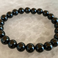 Grade A++ Black Tourmaline Crystal Bead Bracelet 8mm, Genuine Gemstone Bracelet