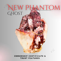 Rare Red Phantom Quartz on Matrix Mineral Specimen Crystal Cluster Collectible