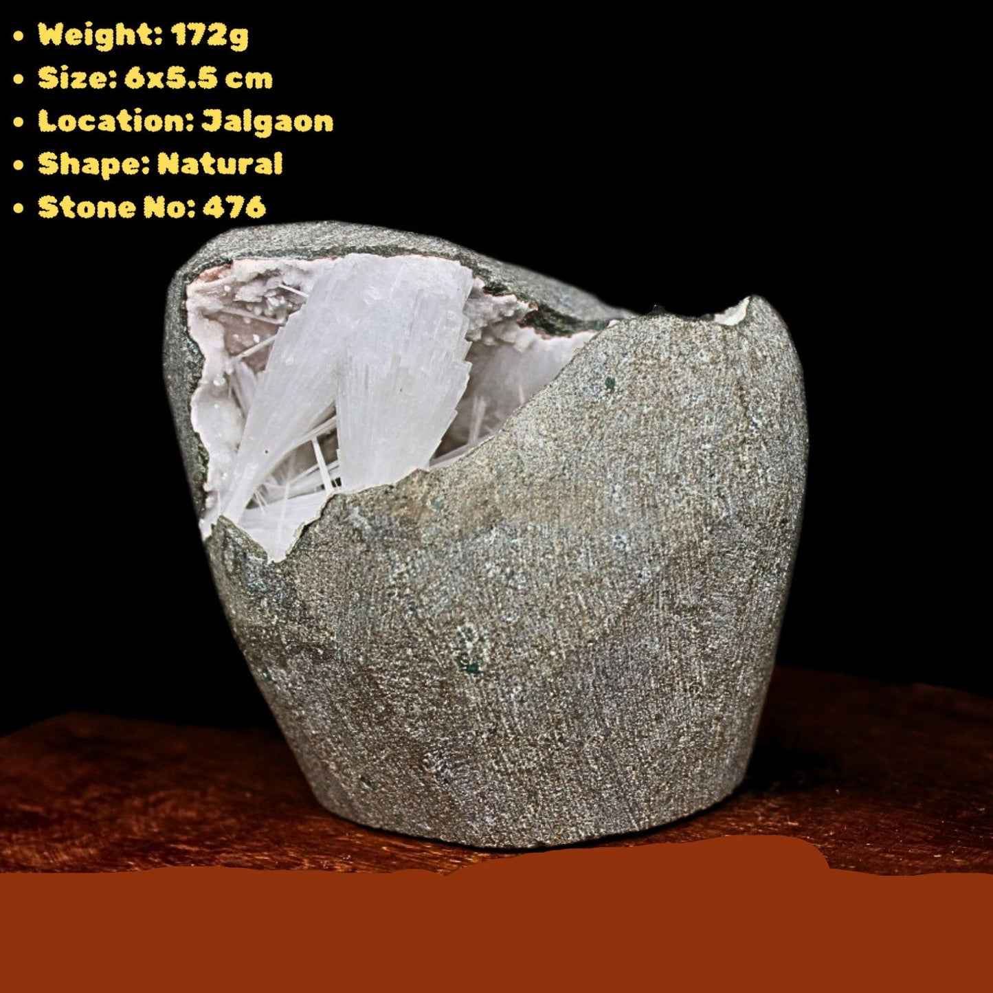 Healing Scolecite Geode 172g Natural Crystal Cluster for Meditation India