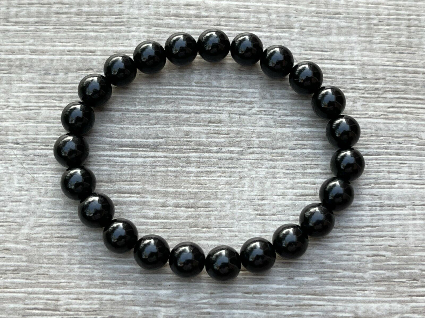 Grade A++  Black Obsidian Bead Bracelet 8mm, Genuine Obsidian Gemstone Bracelet